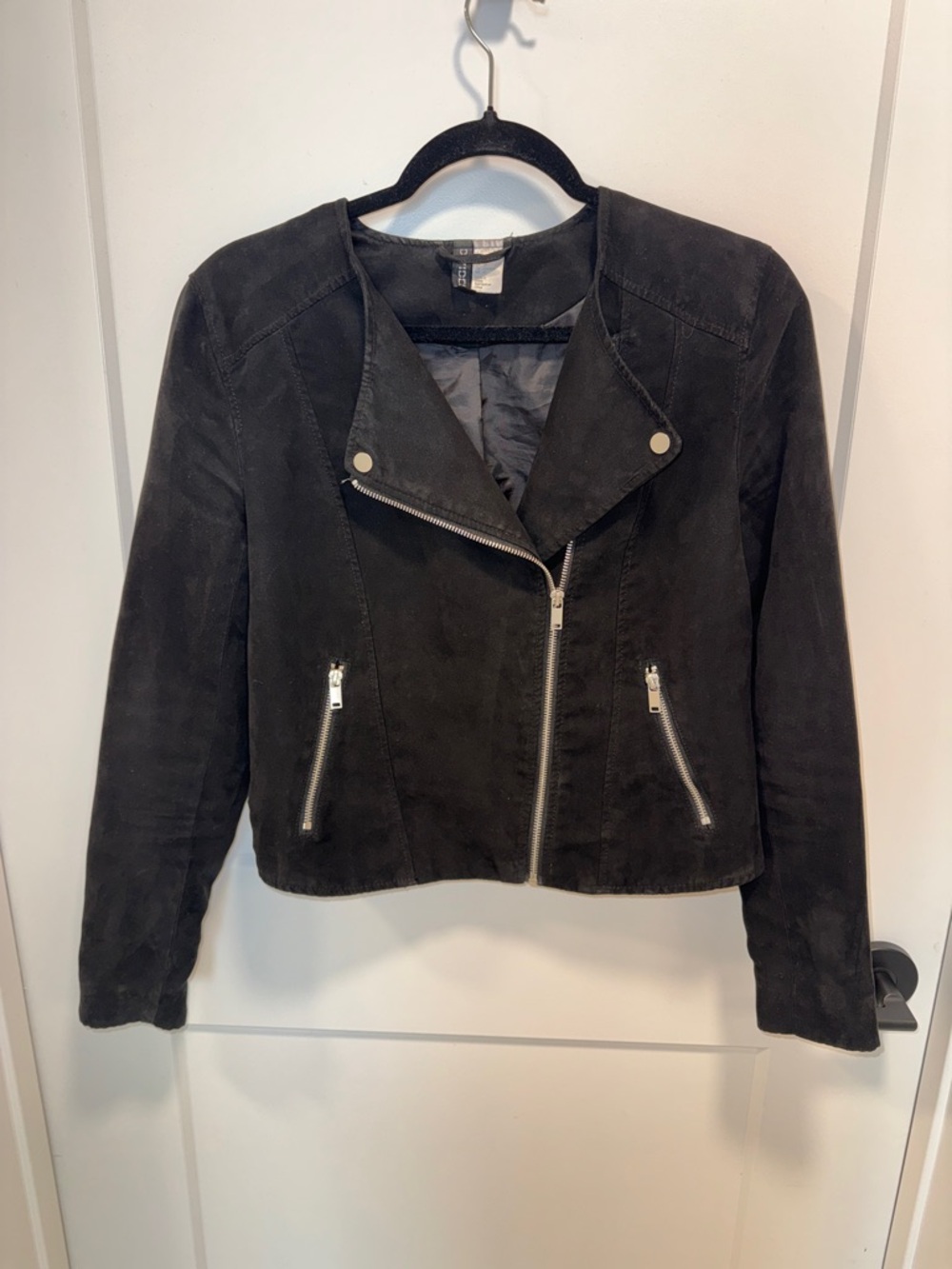 Divided Black Suede Moto Jacket - Silver Hardware